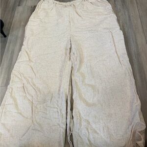 HYFVE Cream Wide-Leg Linen Pants